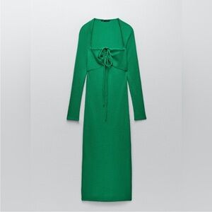 0166 NWT Zara green cut out ribbed dress NEW sz S